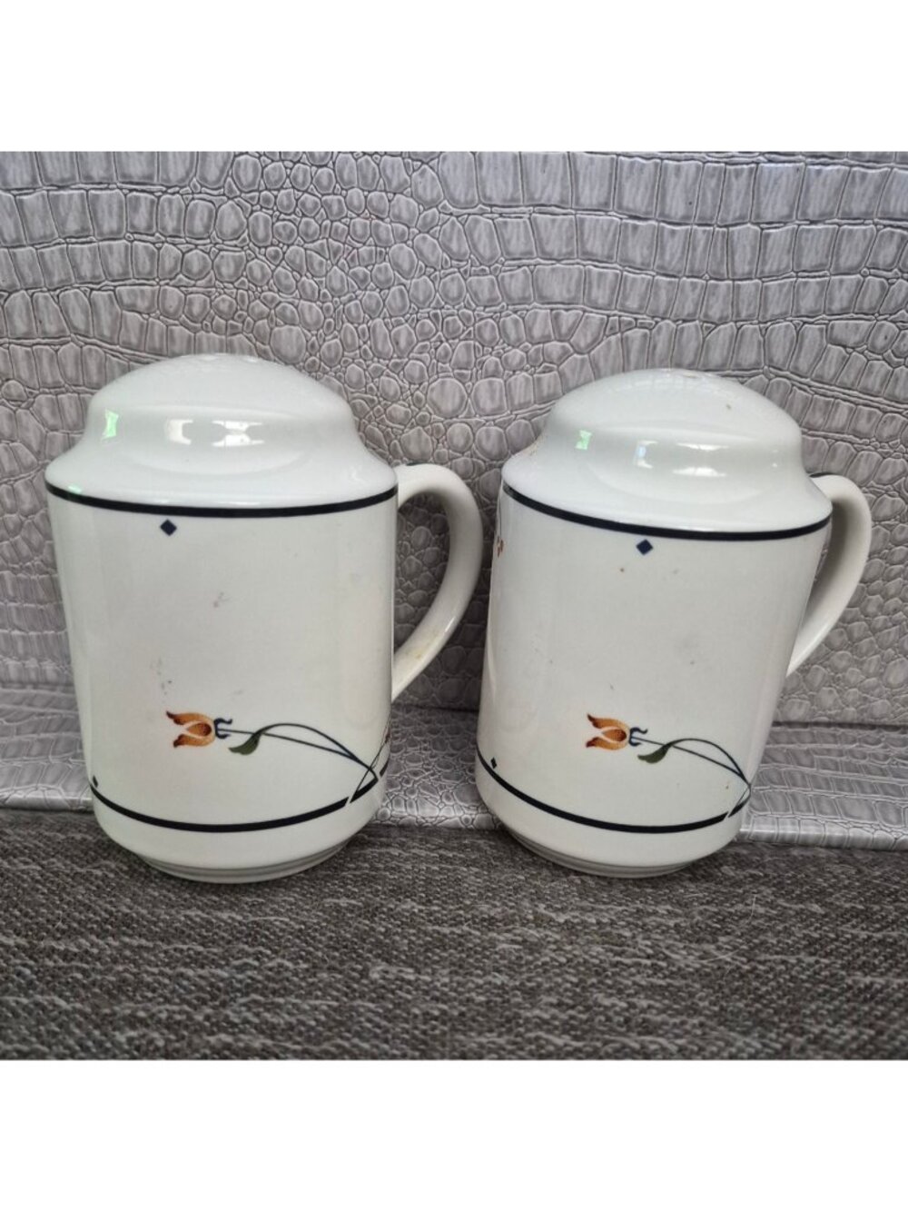 Gorham Ariana Ceramic Salt & Pepper Shakers With Floral Design Vintage